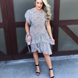 Who What Wear Leopard Tiered Asymmetric Dress